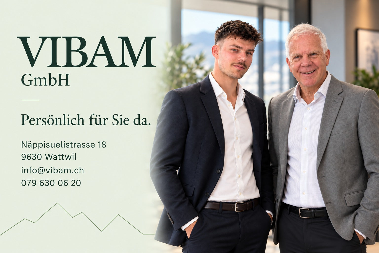 VIBAM GmbH – unser Team. Näppisuelistrasse 18, 9630 Wattwil. info@vibam.ch, 079 630 06 20.